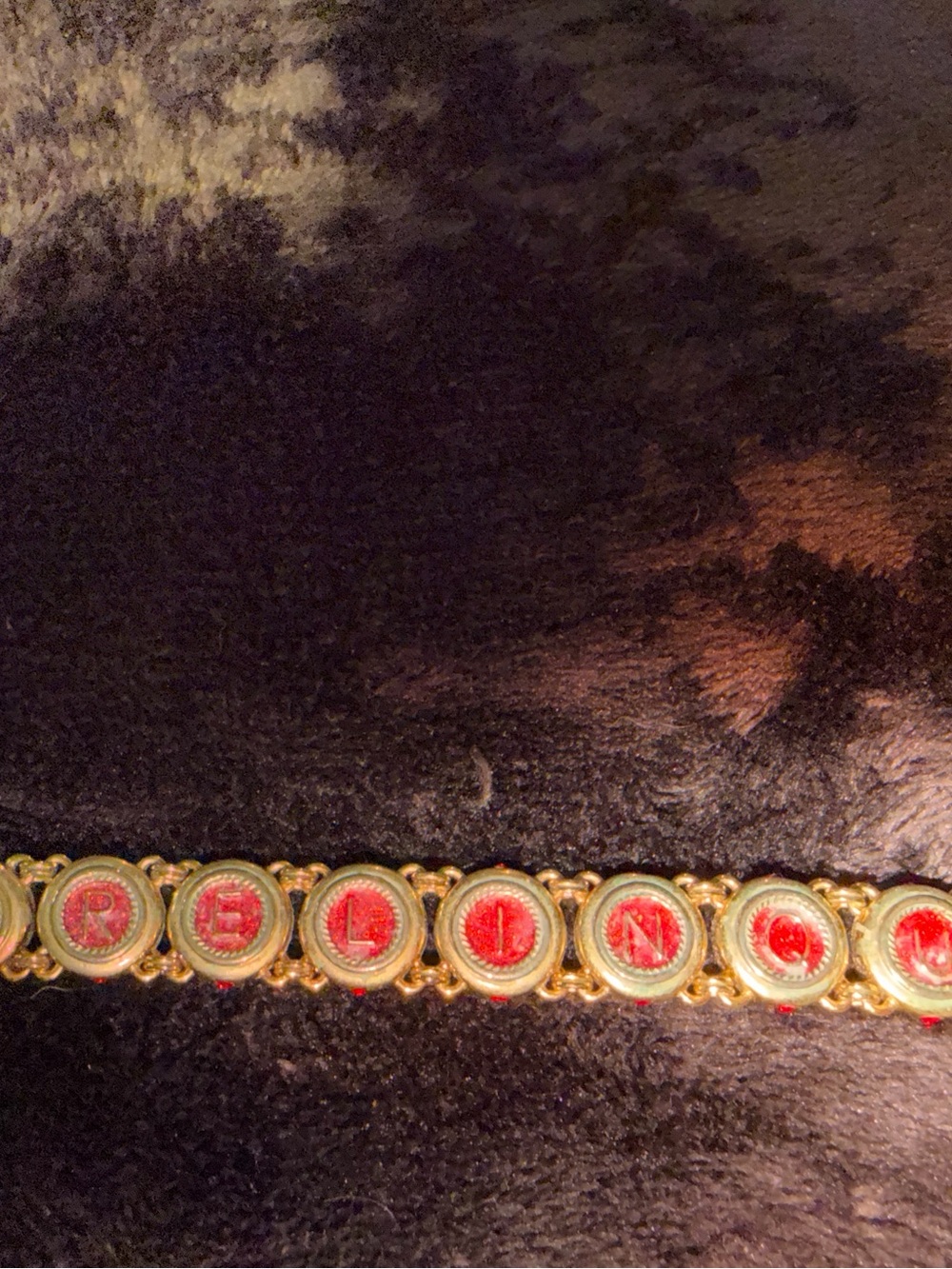 Gold-Tone Bracelet with Red Enamel Accents by